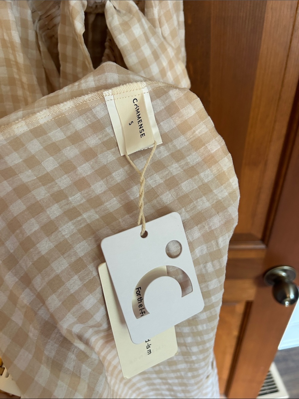 NWT Cream Gingham Smocked Maxi Sundress - Picture 3 of 5